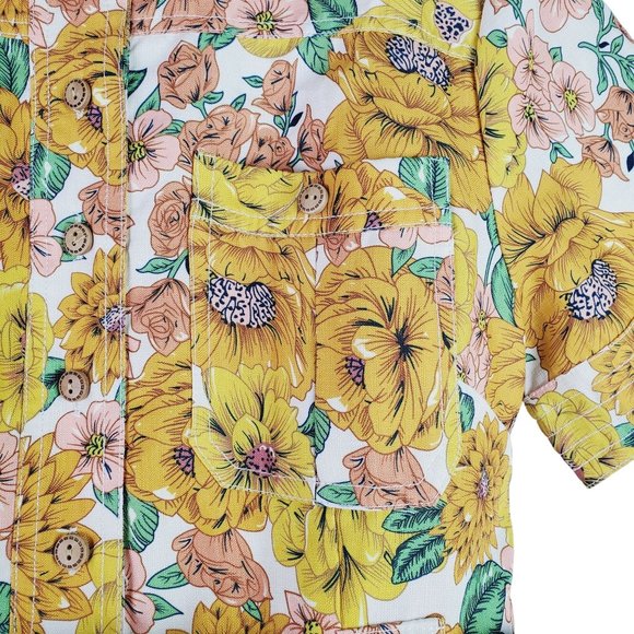 La' Ros Poppy Belted Peplum Mini Pocket Button-up Collared Dress, Sz S - Picture 7 of 12